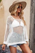 Load image into Gallery viewer, Lux Round Neck Long Sleeve Cover Up
