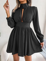 Load image into Gallery viewer, Cutout Turtleneck A-Line Mini Dress
