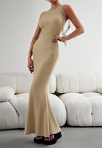 Load image into Gallery viewer, Round Neck Sleeveless Maxi Fishtail Dress
