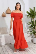 Load image into Gallery viewer, Smocked Off-Shoulder Maxi Dress
