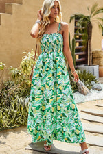 Load image into Gallery viewer, Printed Tie-Shoulder Smocked Maxi Dress
