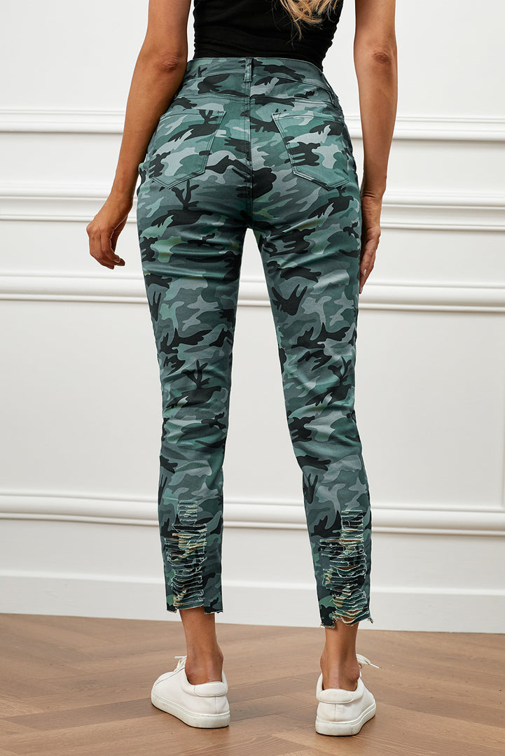 Nika Distressed Camouflage Jeans