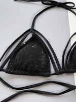 Load image into Gallery viewer, Glitter Halter Neck Strappy Two-Piece Bikini Set
