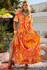 Load image into Gallery viewer, Bohemian Tie-Waist Tiered Maxi Dress
