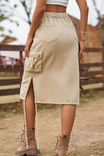 Load image into Gallery viewer, Drawstring Denim Cargo Skirt
