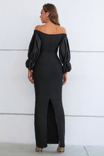 Load image into Gallery viewer, Off-Shoulder Bubble Sleeve Slit Dress
