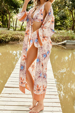 Load image into Gallery viewer, Floral Open Front Duster Cover Up
