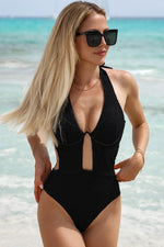 Load image into Gallery viewer, Textured Halter Neck One-Piece Swimsuit
