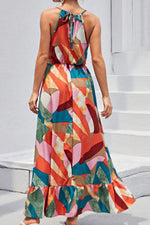 Load image into Gallery viewer, Multicolored Tied Grecian Neck Maxi Dress
