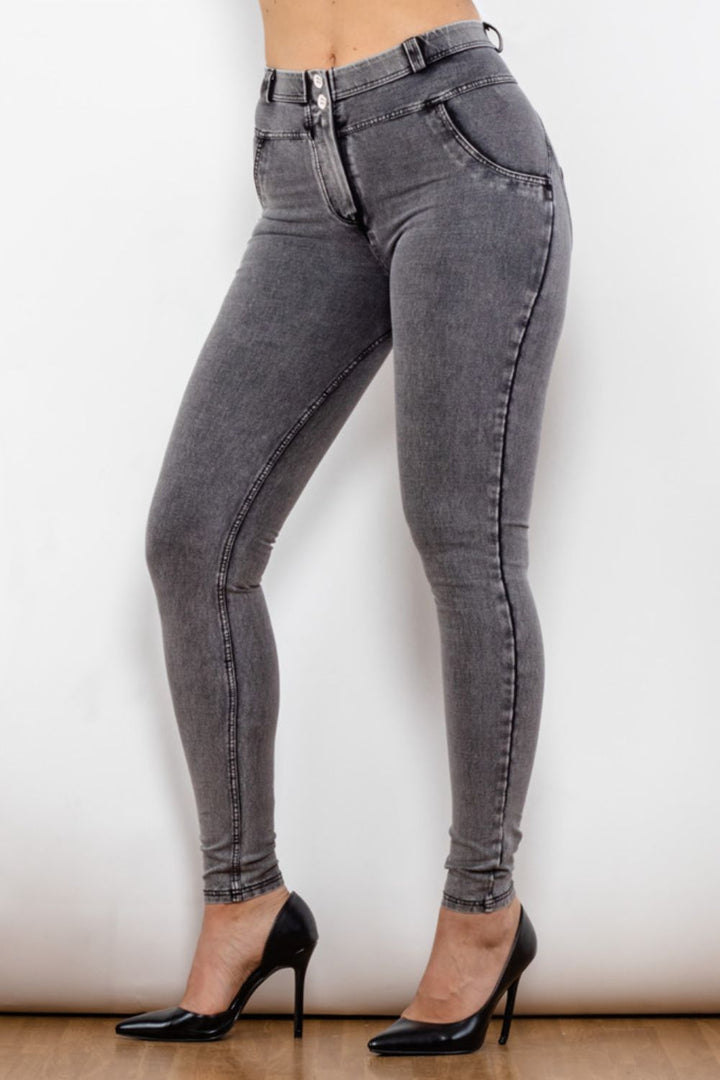 Nika Buttoned Skinny Long Jeans