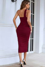 Load image into Gallery viewer, Cutout One-Shoulder Midi Bandage Dress
