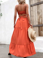 Load image into Gallery viewer, Spaghetti Strap Cutout Tie Back Maxi Dress
