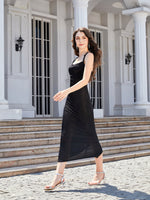 Load image into Gallery viewer, Tie straps Back Slit Midi Dress
