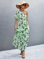 Load image into Gallery viewer, Printed Tie Waist One Shoulder Maxi Dress
