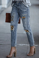 Load image into Gallery viewer, Nika Easter Leopard Patch Bunny Graphic Jeans
