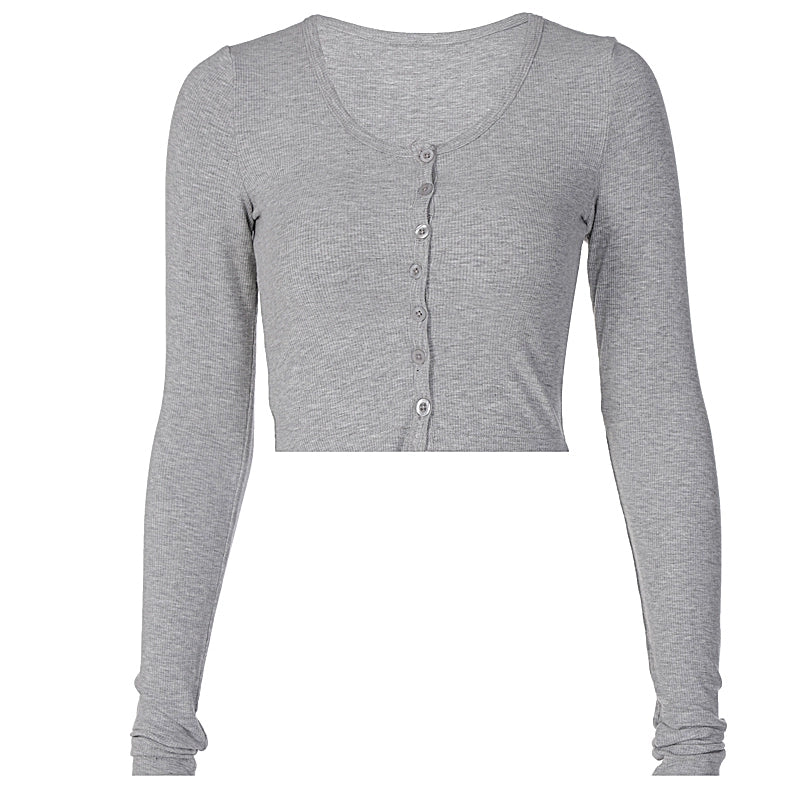 Harper Long-sleeved Button Sweater Top