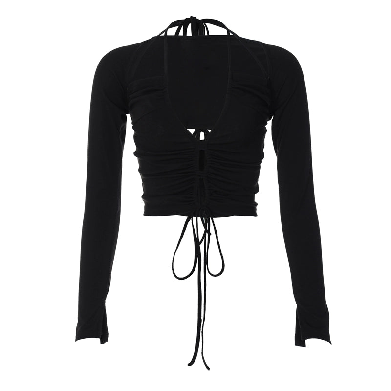 Claire Halterneck Long Sleeve Two-Piece Top