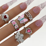 Load image into Gallery viewer, Sadie Silver and Pink Diamond Ring Set
