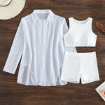 Load image into Gallery viewer, Zora White Long Sleeve Three-piece Beach Wear
