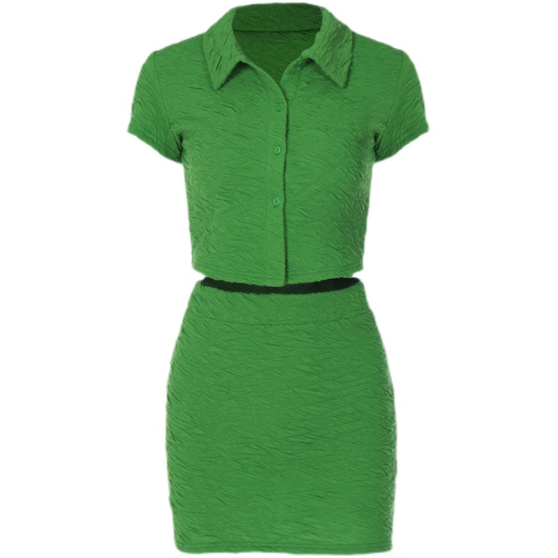 Ava Avocado Green Skirt Suit Set