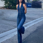 Load image into Gallery viewer, Sofia Blue Denim Overalls Jumpsuit
