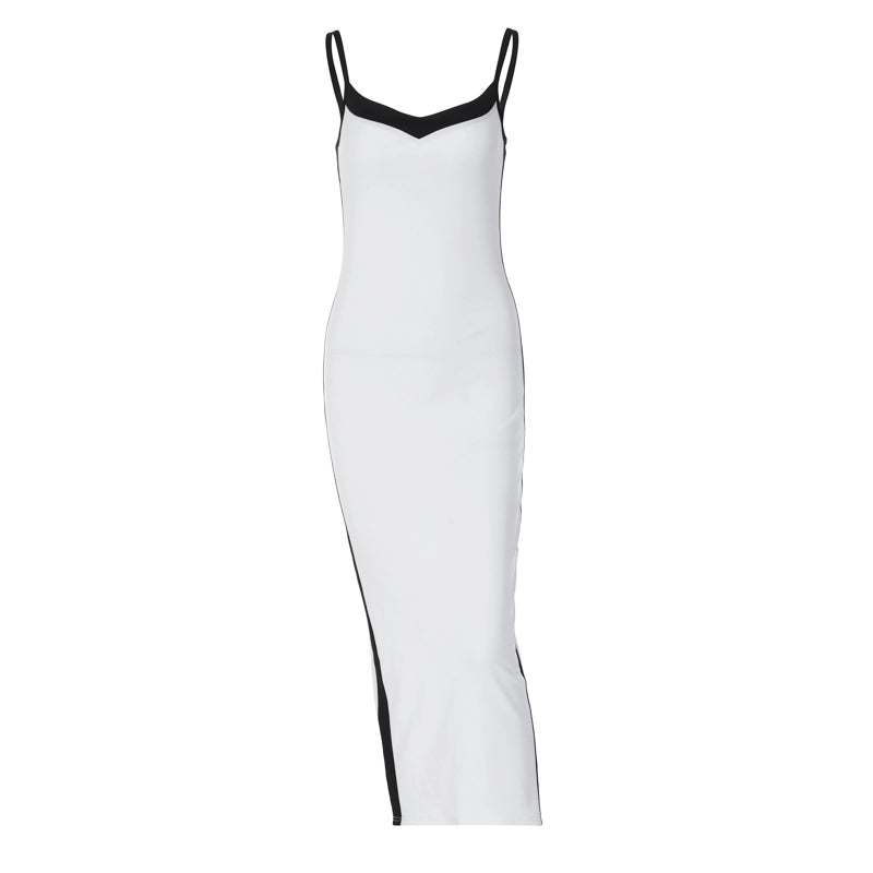 Jade Black Accented Long White Dress