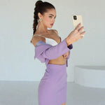 Load image into Gallery viewer, Natalia Lapel Long Sleeve Two-piece Skirt Set
