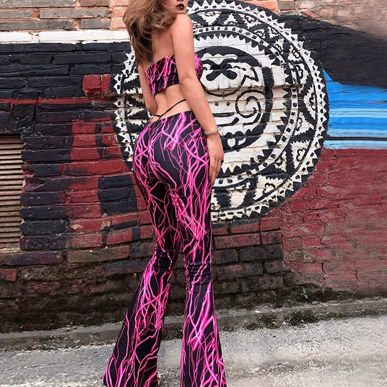 Leilani Black and Electric Pink Two-Piece Pants Outfit