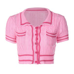 Load image into Gallery viewer, Autumn Pink Single-Breasted Sweater Knit Top
