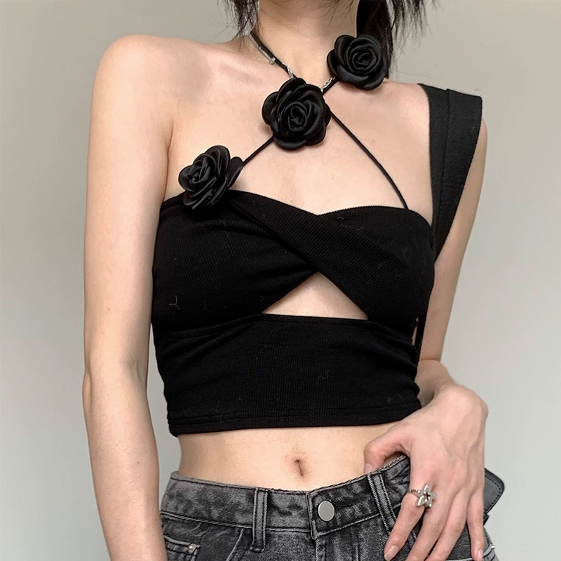 Brooklyn Black Roses Crop Top