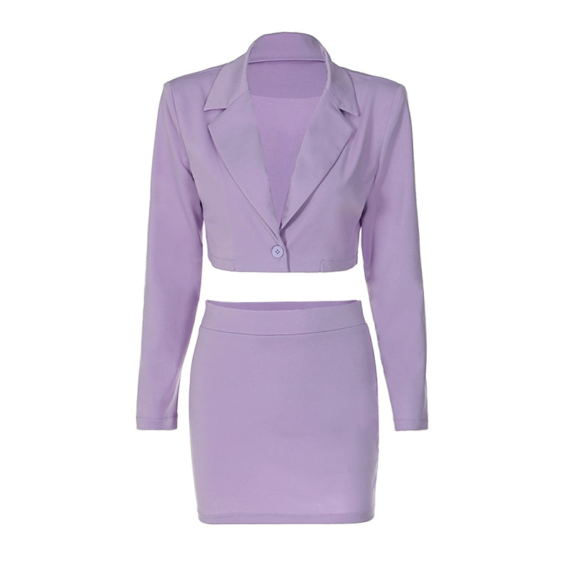 Natalia Lapel Long Sleeve Two-piece Skirt Set