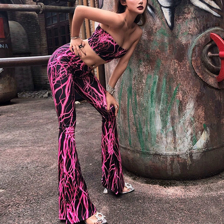 Leilani Black and Electric Pink Two-Piece Pants Outfit