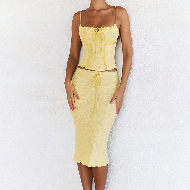 Genesis Yellow Two-Piece Skirt Set