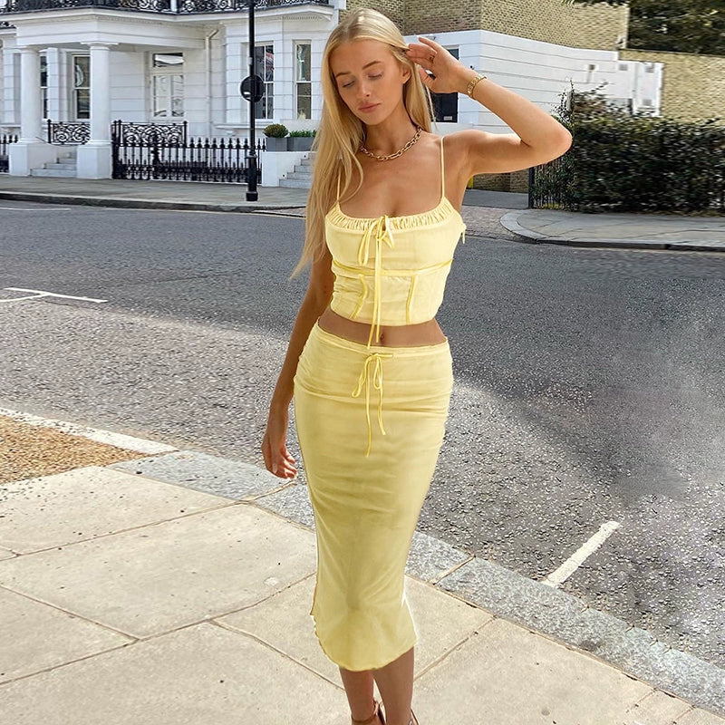 Genesis Yellow Two-Piece Skirt Set