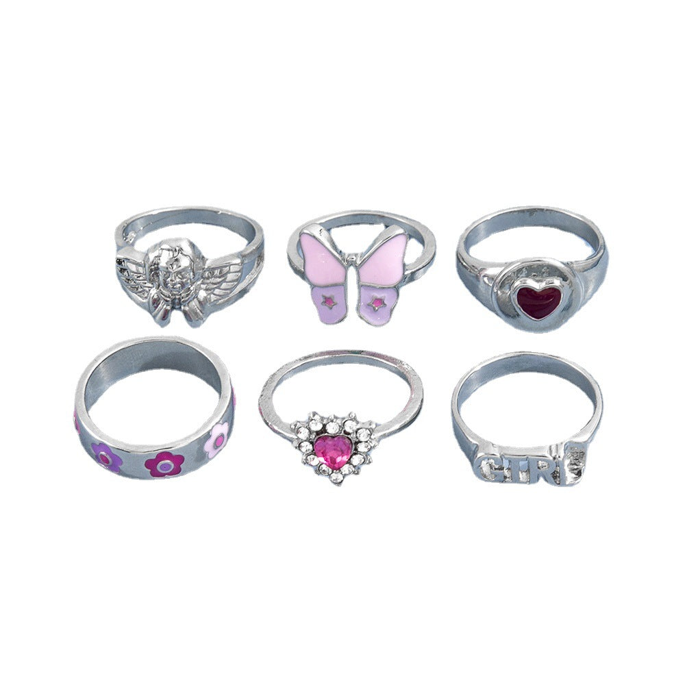 Sadie Silver and Pink Diamond Ring Set