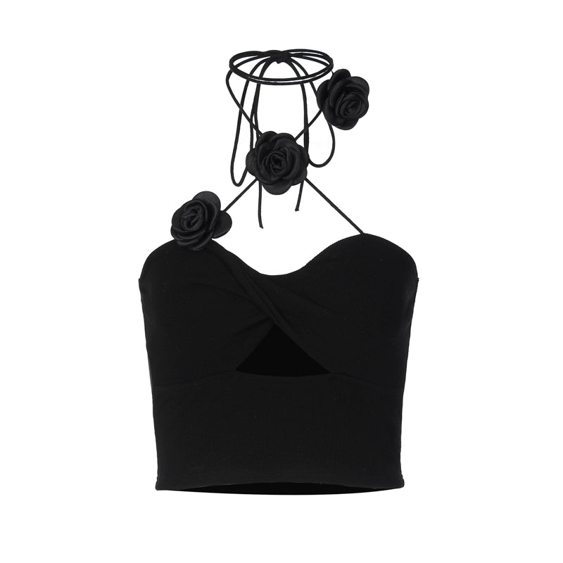 Brooklyn Black Roses Crop Top