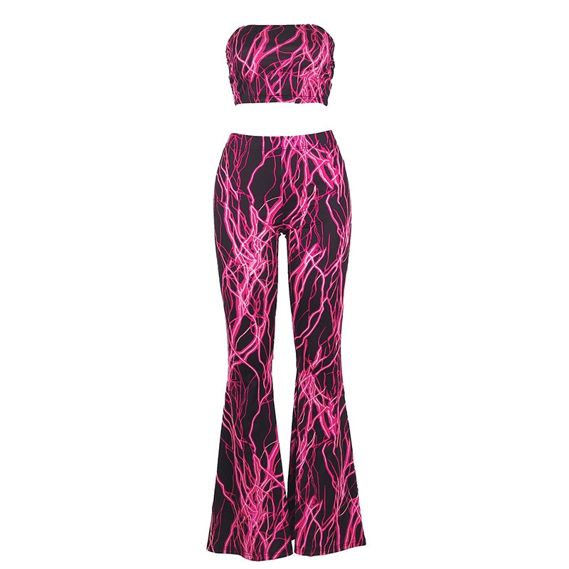 Leilani Black and Electric Pink Two-Piece Pants Outfit