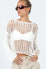 Load image into Gallery viewer, Lux Boat Neck Long Sleeve Cover Up
