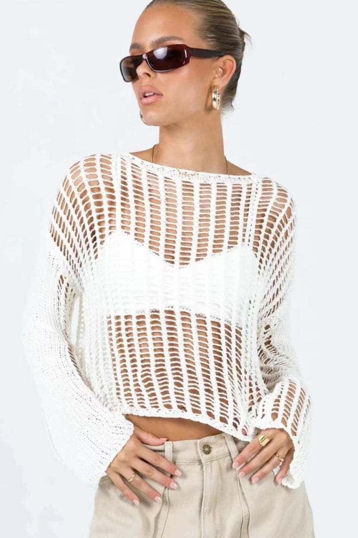 Lux Boat Neck Long Sleeve Cover Up