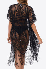 Load image into Gallery viewer, Fringe Trim Lace Cover-Up Dress
