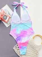 Load image into Gallery viewer, Tie-Dye Halter Neck One-Piece Swimsuit
