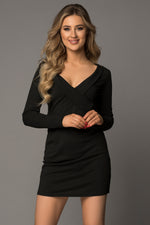 Load image into Gallery viewer, Long Sleeve Plunge Ribbed Bodycon Dress
