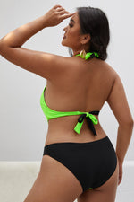 Load image into Gallery viewer, Plus Size Contrast Halter Neck Tied One-Piece Swimsuit
