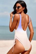 Load image into Gallery viewer, Ombre Drawstring Ruched Sides One-Piece Swimsuit
