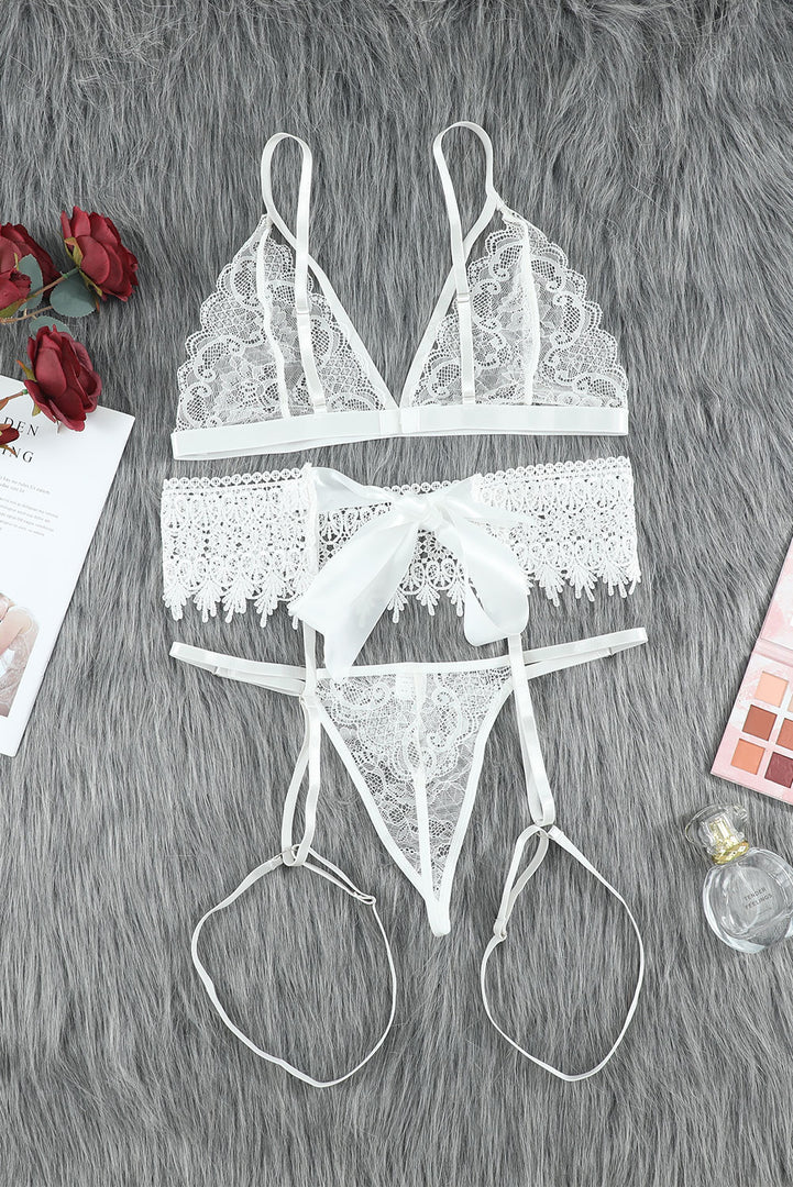 Lace Lingerie Three-Piece Set