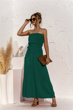 Load image into Gallery viewer, Strapless Tie Waist Tiered Maxi Dress
