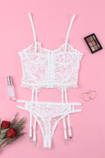 Load image into Gallery viewer, Lace-Up Frill Trim Lingerie Set
