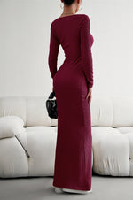 Load image into Gallery viewer, Long Sleeve Square Neck Maxi Bodycon Dress
