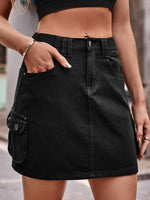 Load image into Gallery viewer, Denim Mini Skirt with Pockets
