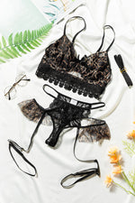 Load image into Gallery viewer, Leopard Spliced Lace Lingerie Set
